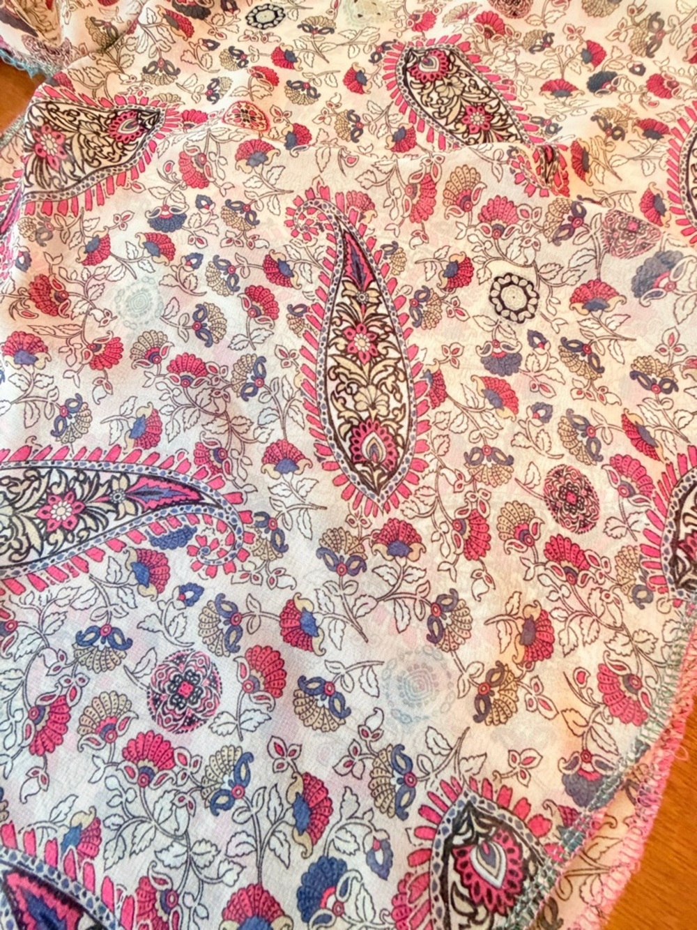 Tootsie’s Handmade Floral Paisley Kimono Style Blouse in Reds Pink and Cream - Picture 6 of 9